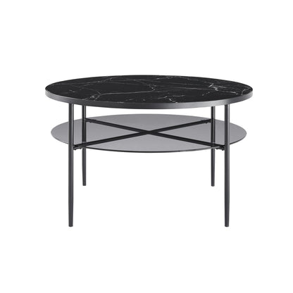 Salontafel rond Ø 81 cm zwart metaal glas