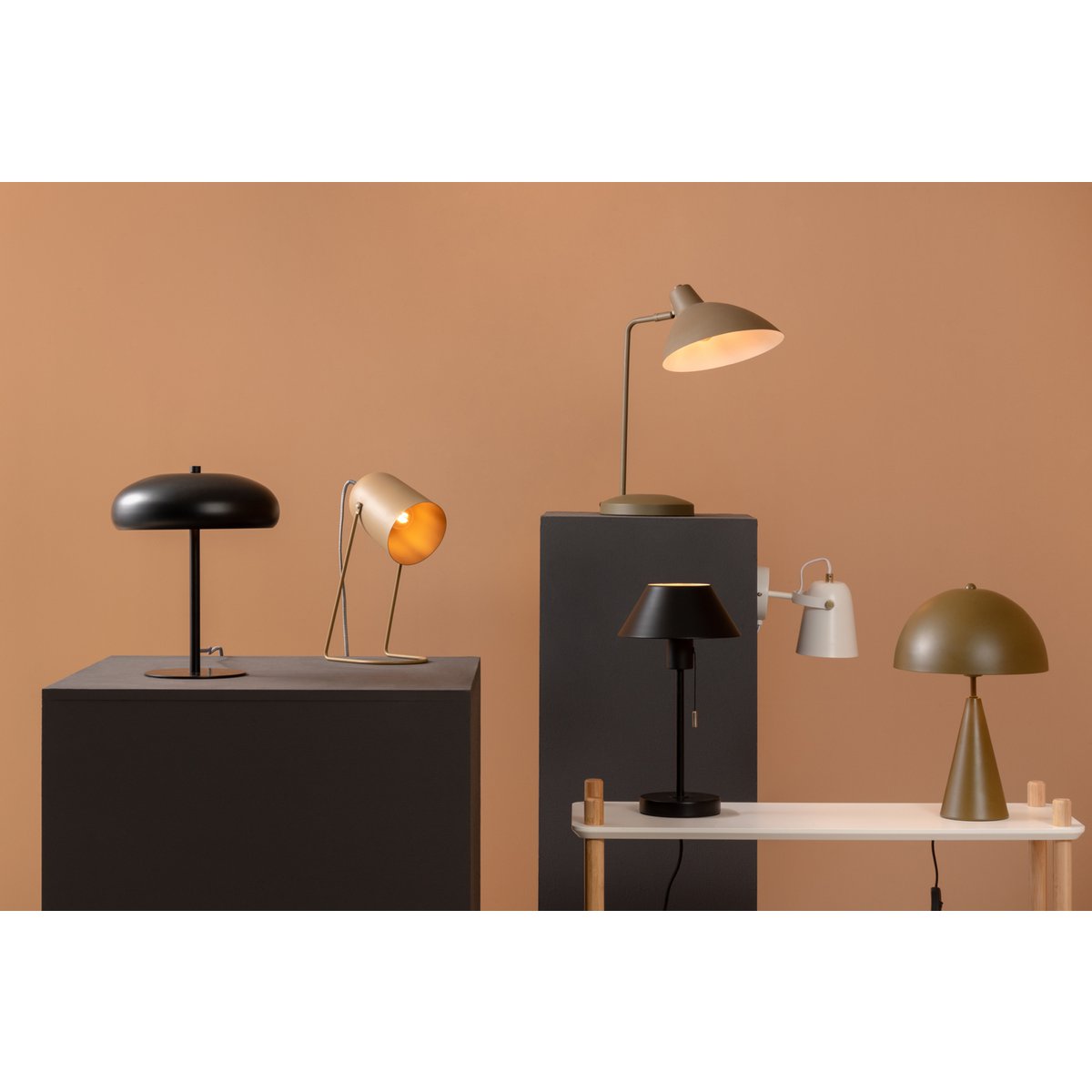 Tafellamp Casque metaal mosgroen 32x49 cm