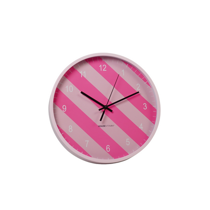 Wandklok roze gestreept 35x35 cm kunststof
