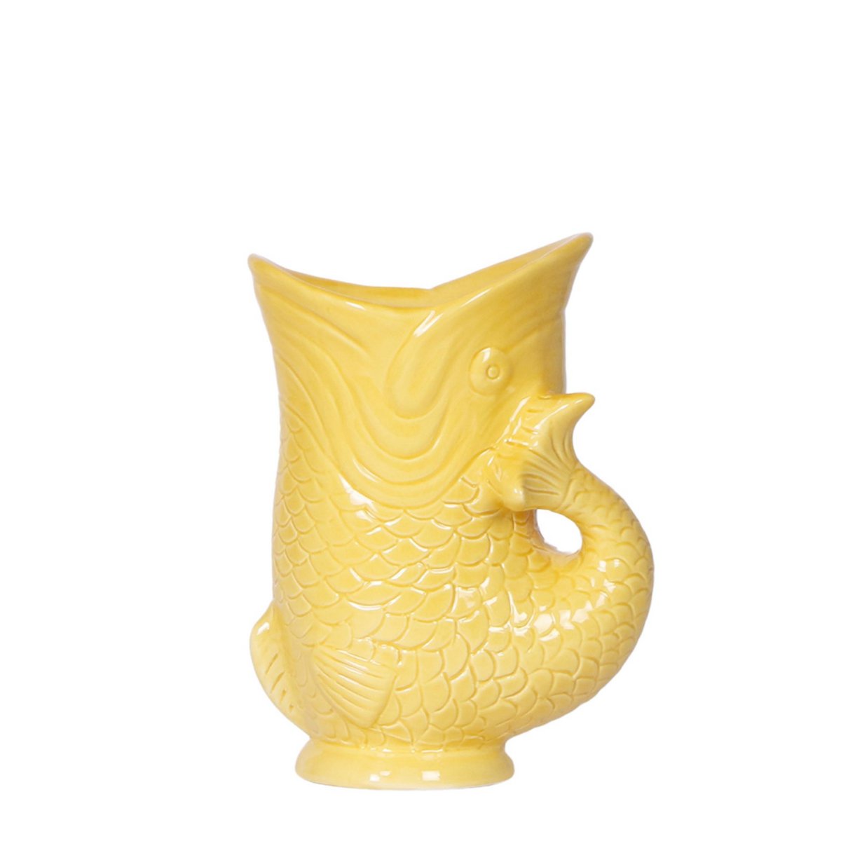 Sierpot visvorm keramiek geel Ø9x20 cm