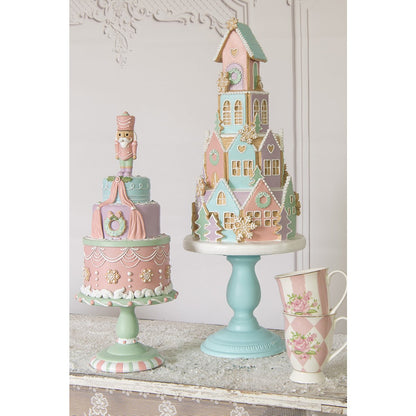 Peperkoekhuisje decoratie Ø 24x59 cm pastel blauw roze