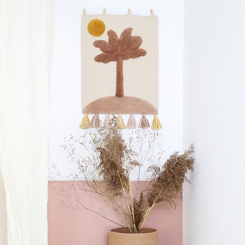 Wanddecoratie palm 40x50 cm katoen fluweel