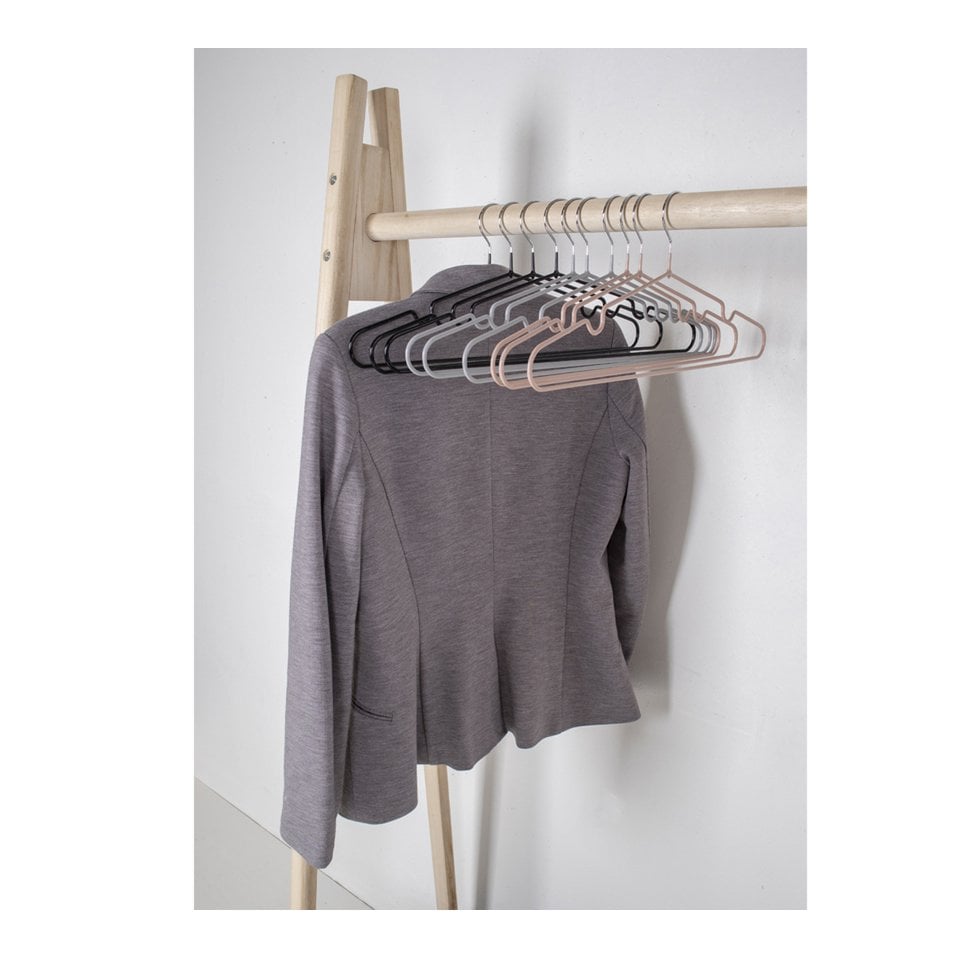 Massa Hangers set van 10 grijs metaal 41x4x18 cm