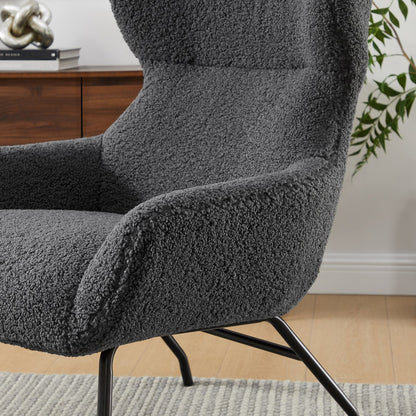 Fauteuil en hocker set teddybont antraciet