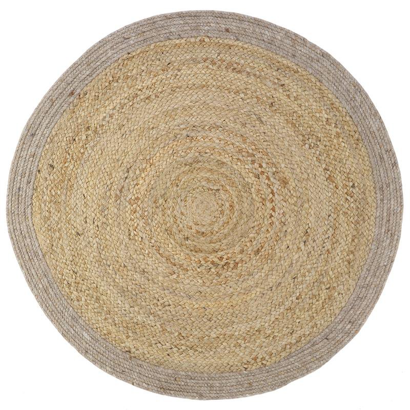 Vloerkleed rond 140 cm jute wol taupe