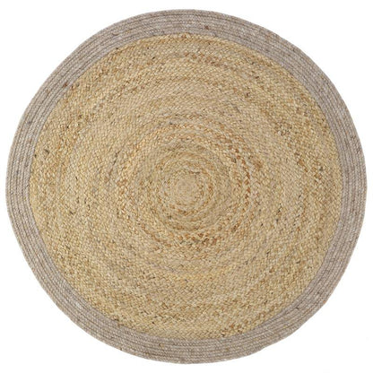 Vloerkleed rond 140 cm jute wol taupe
