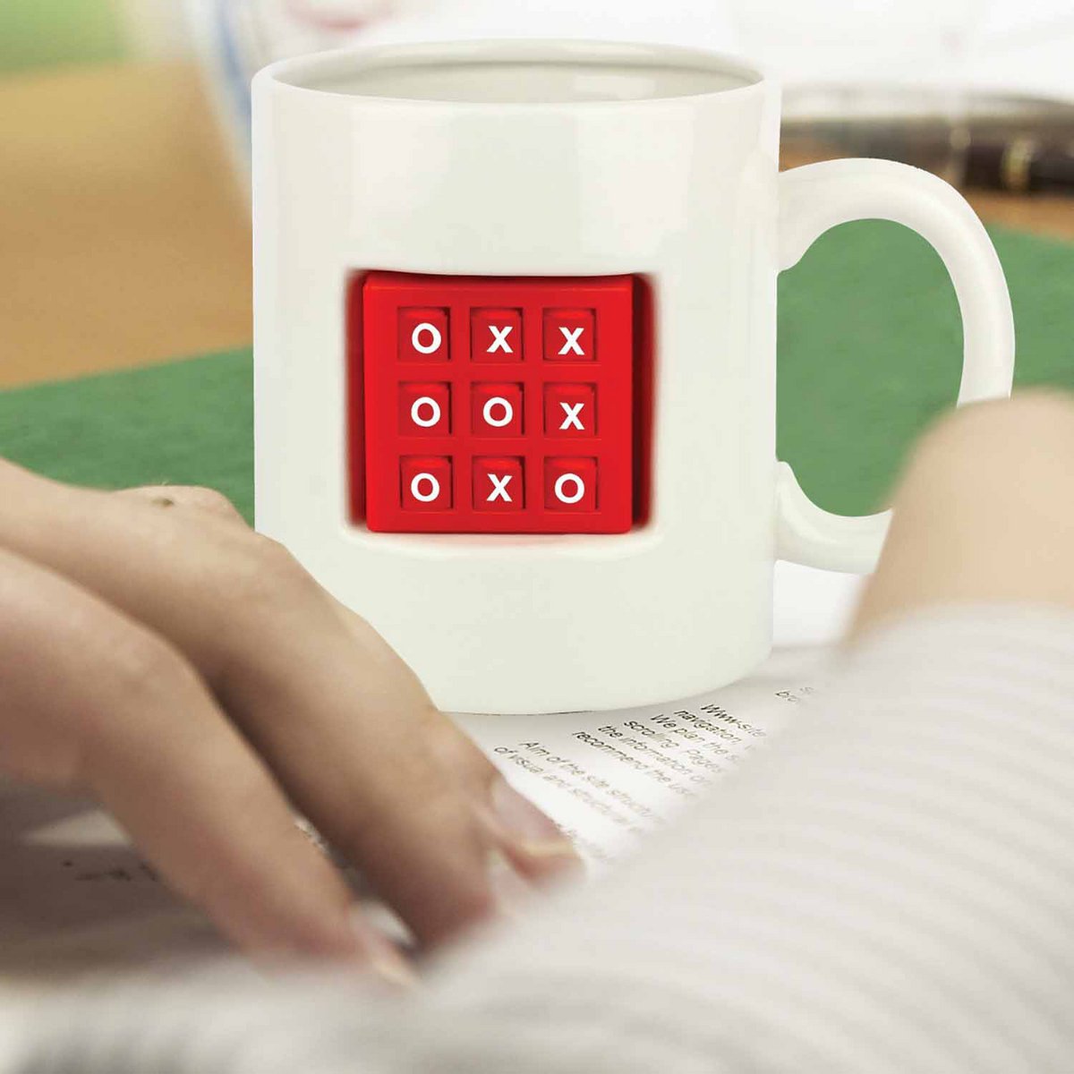 Beker 590ml keramiek rood wit