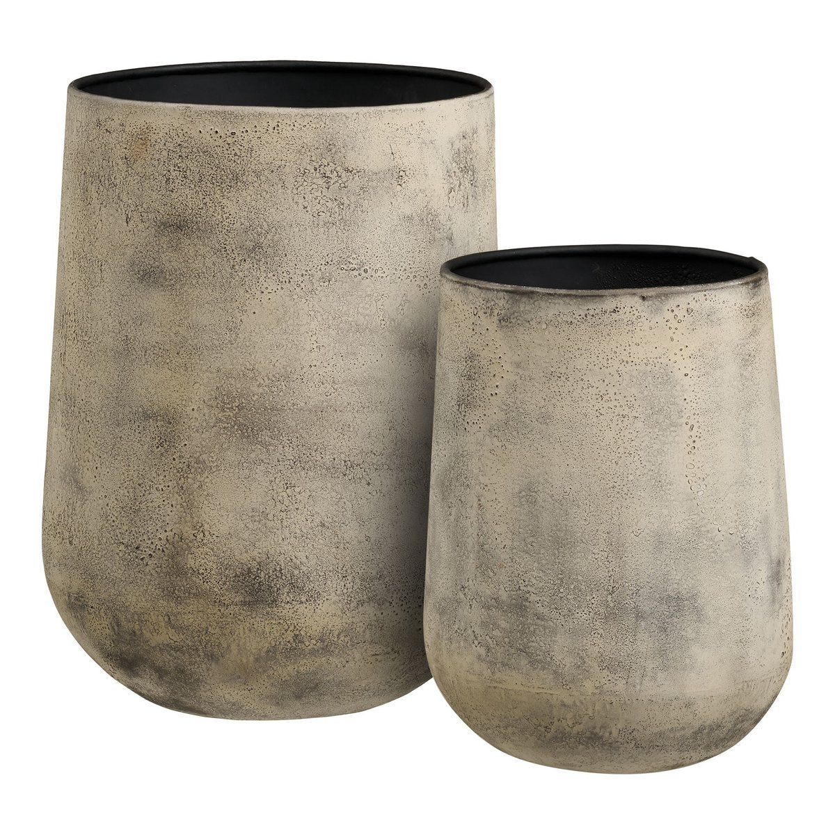 Hou Decoratieve pot, metaal, antiek beige, set van 2