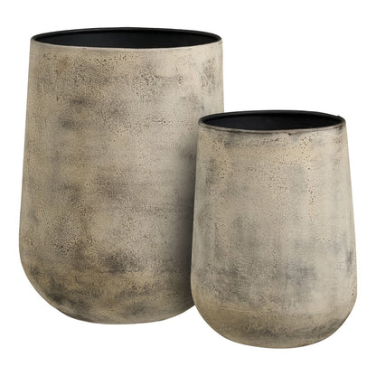 Hou Decoratieve pot, metaal, antiek beige, set van 2