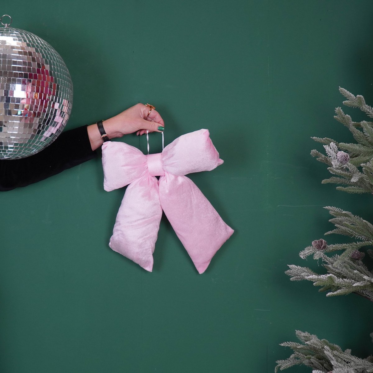 Kerstdecoratie strik 32x40 cm lichtroze fluweel