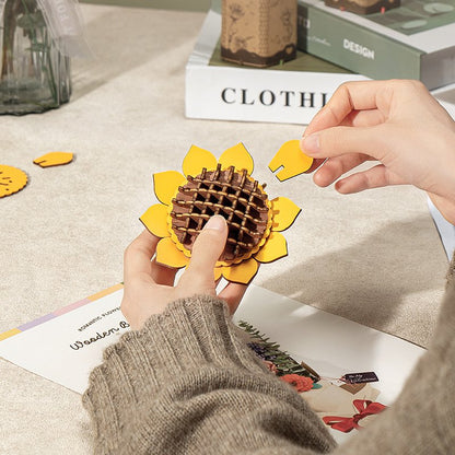 Robotime, DIY Wooden Flower Sun Flower, Sunflower, TW011, 9.5x8.5x23cm