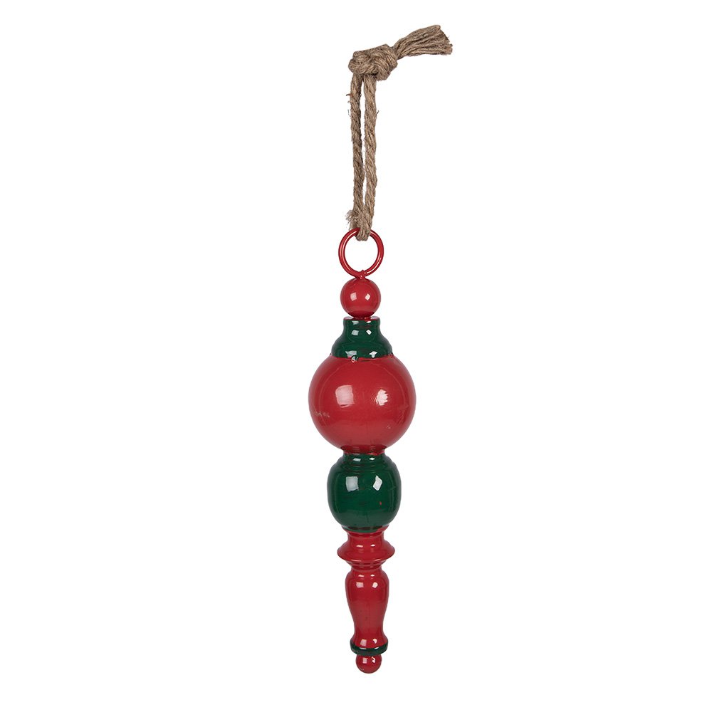 Kersthanger Ø 8x33 cm rood groen metaal