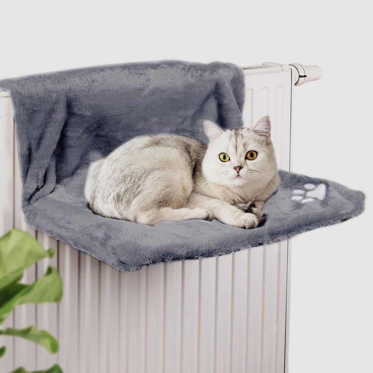 Katten radiatorbed hangmat 43x30x25 cm pluche grijs