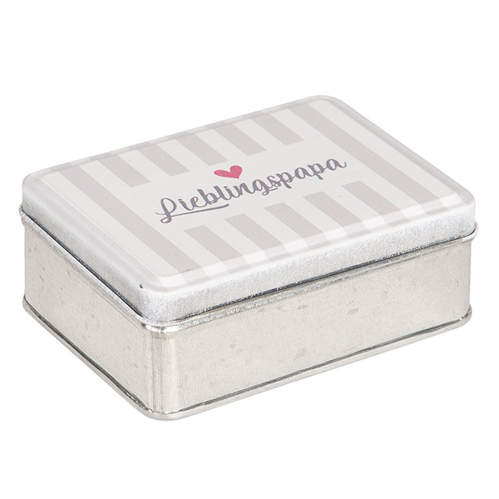 Bewaardoos metaal 10x8x4 cm beige