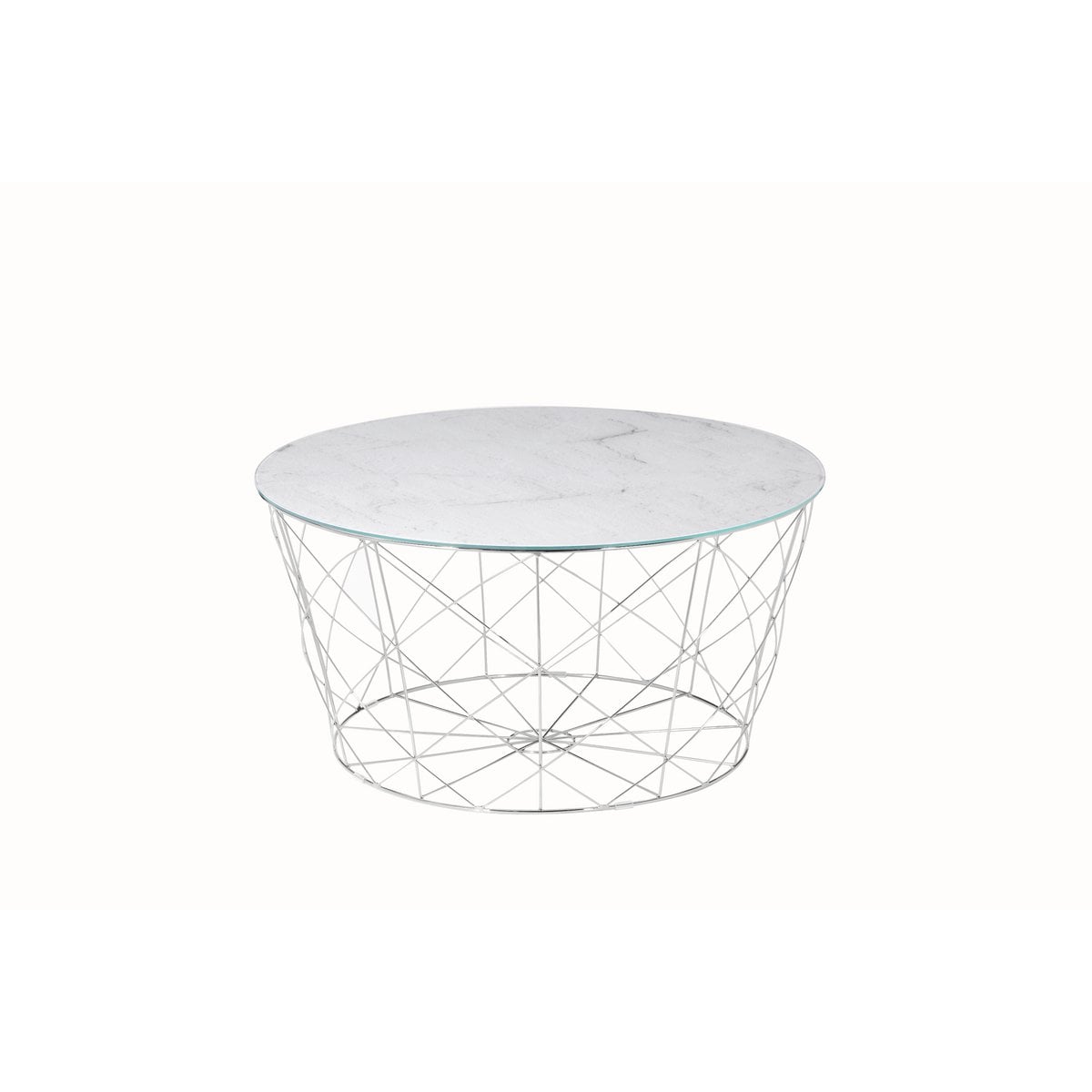 Salontafel Ø 80 cm glas marmerlook metaal