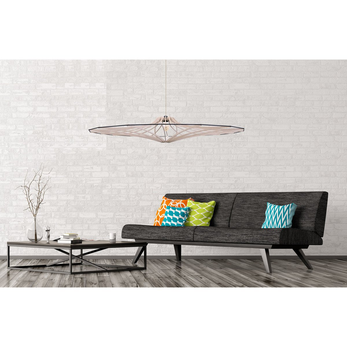 Hanglamp 124 cm zwart MDF