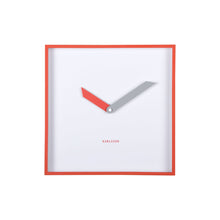 Wandklok 28 cm vierkant rood kunststof