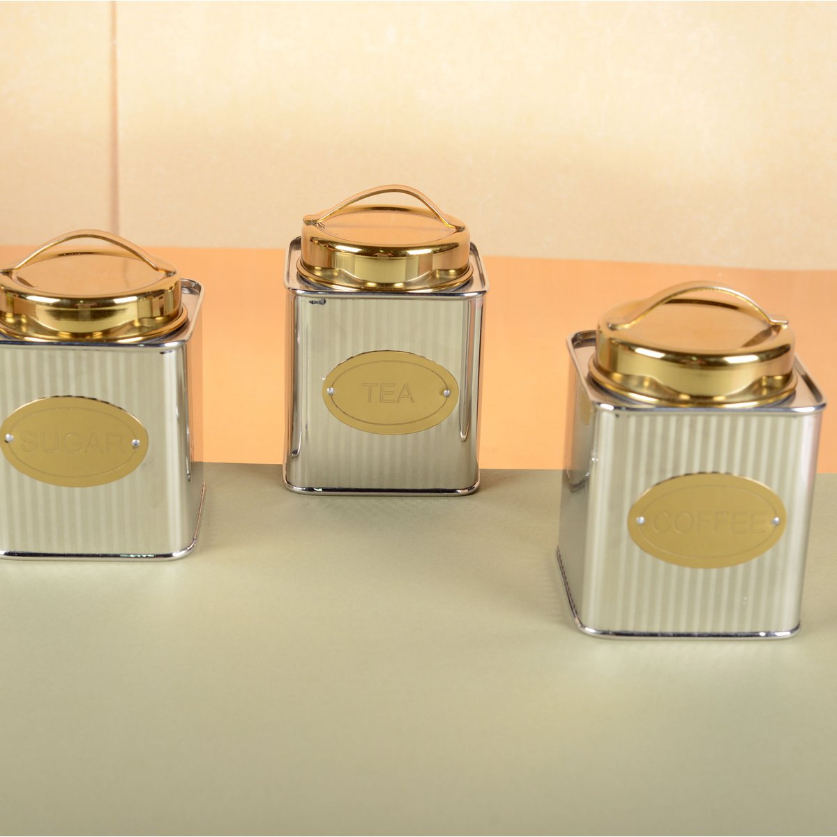 Theedoos goud roestvrij staal 10x10x10 cm