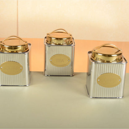 Theedoos goud roestvrij staal 10x10x10 cm