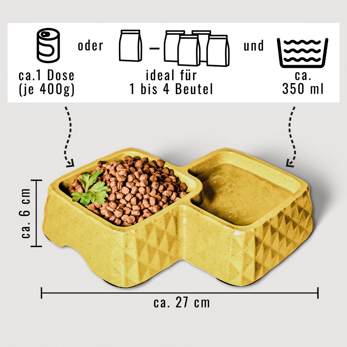 NE & NO® Bamboo Double Bowl for Cats and Dogs