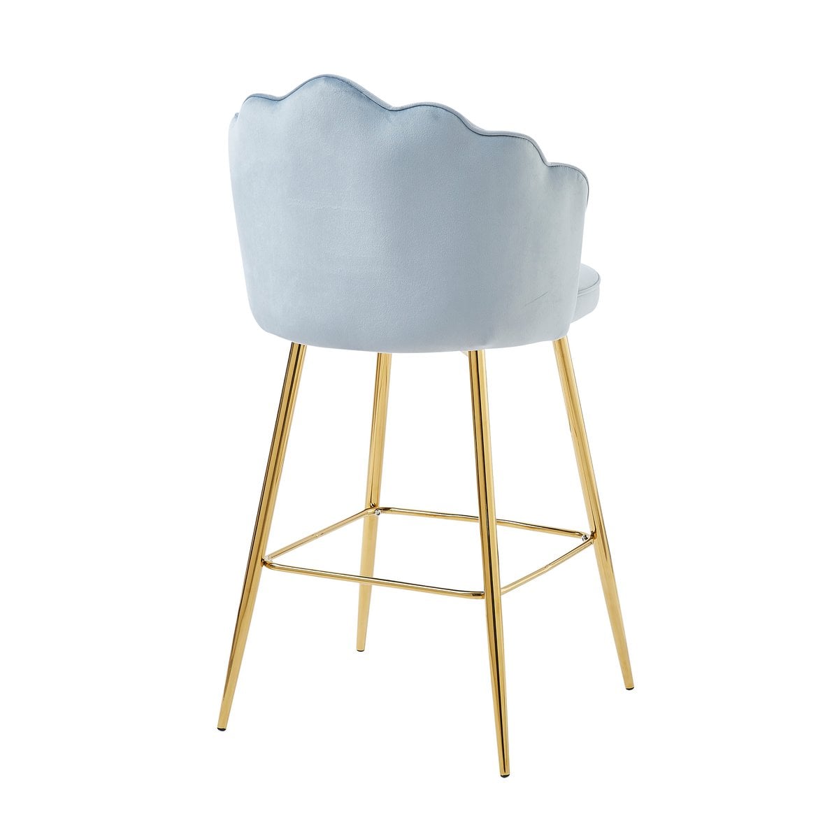 Set of 2 bar stools with shell design in light grey velvet