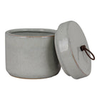 Pot Ø10,5x10 cm grijs steengoed leer