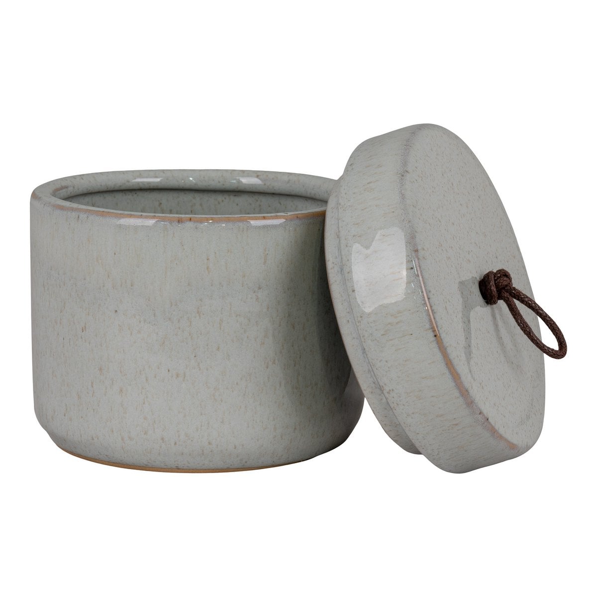 Pot Ø10,5x10 cm grijs steengoed leer