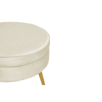 Round pouf in beige velvet