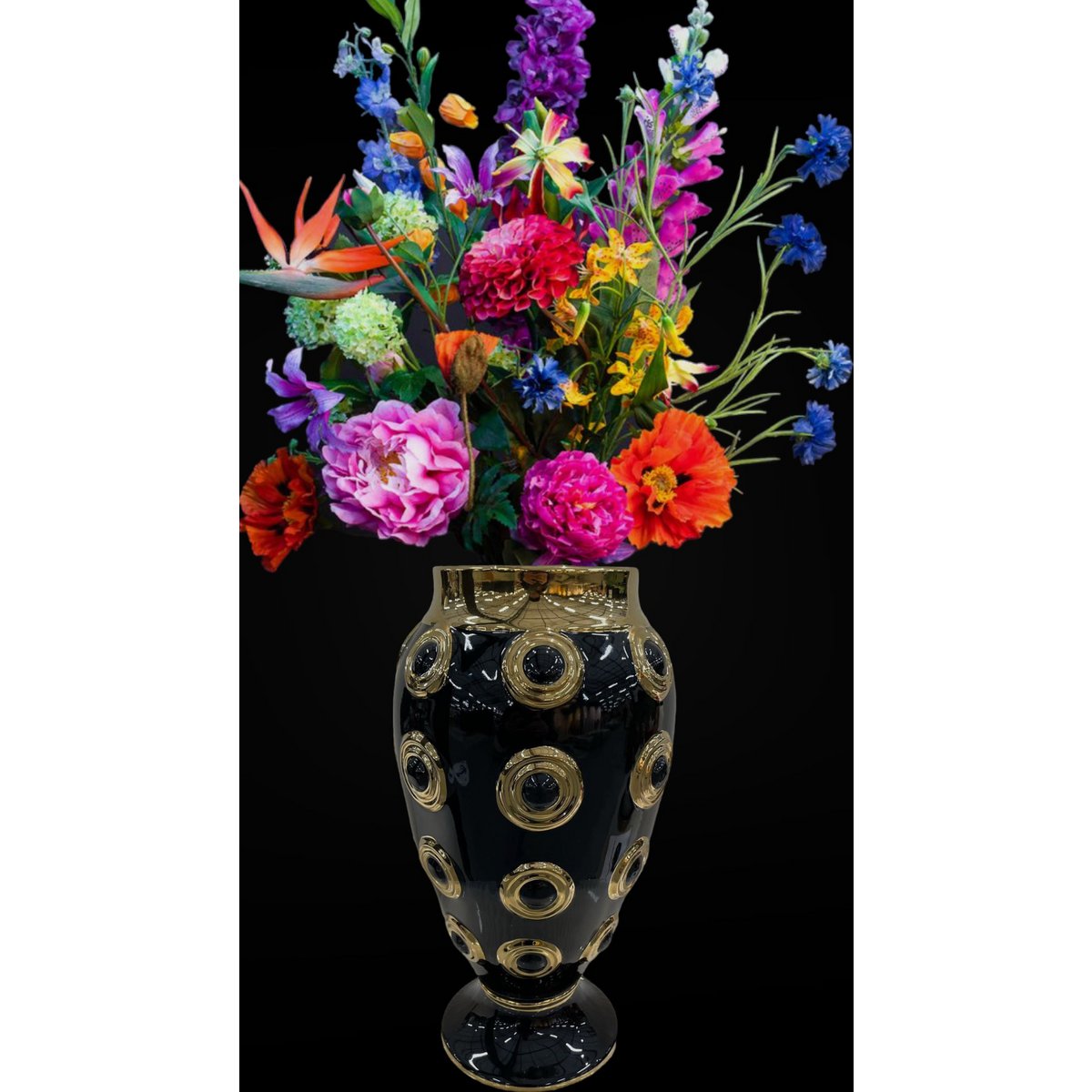 Vaas keramiek goud zwart H46cm