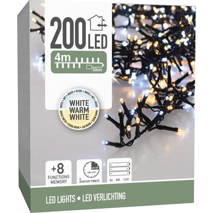Micro Cluster 200 Led - 4M - Two Tone Adorable - Batterij - Lichtfuncties - Geheugen - Timer