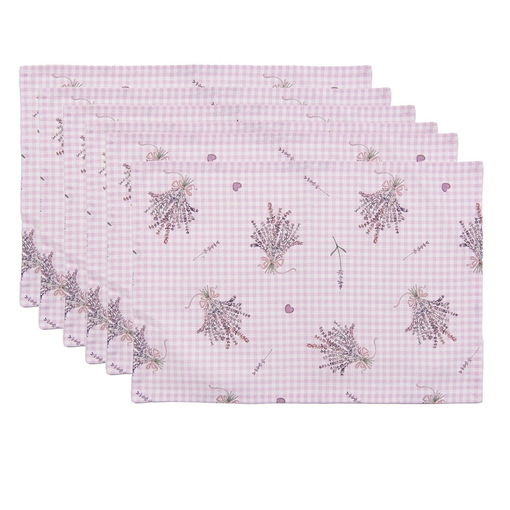 Placemats set van 6 48x33 cm katoen paars lavendel