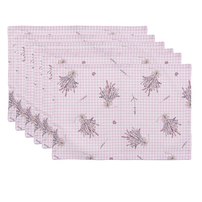 Placemats set van 6 48x33 cm katoen paars lavendel