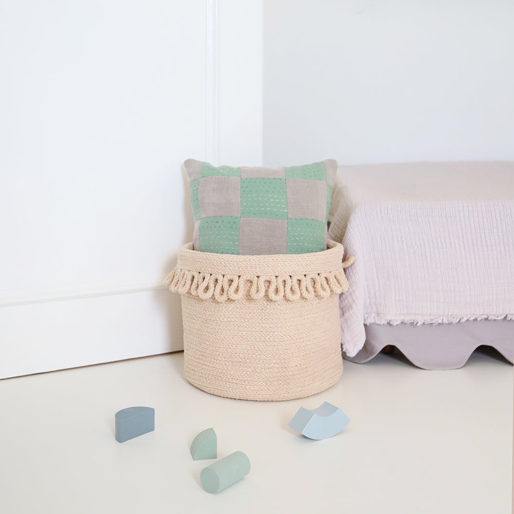 Cotton rope storage basket with "petal" finish LOUNA