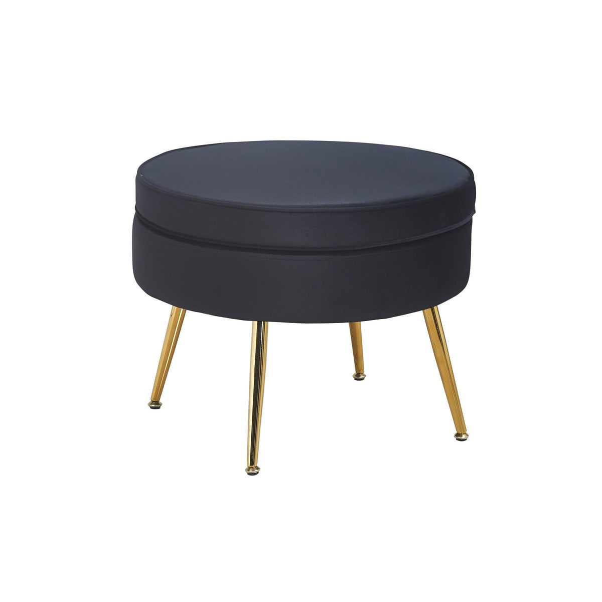 Round pouffe in black velvet