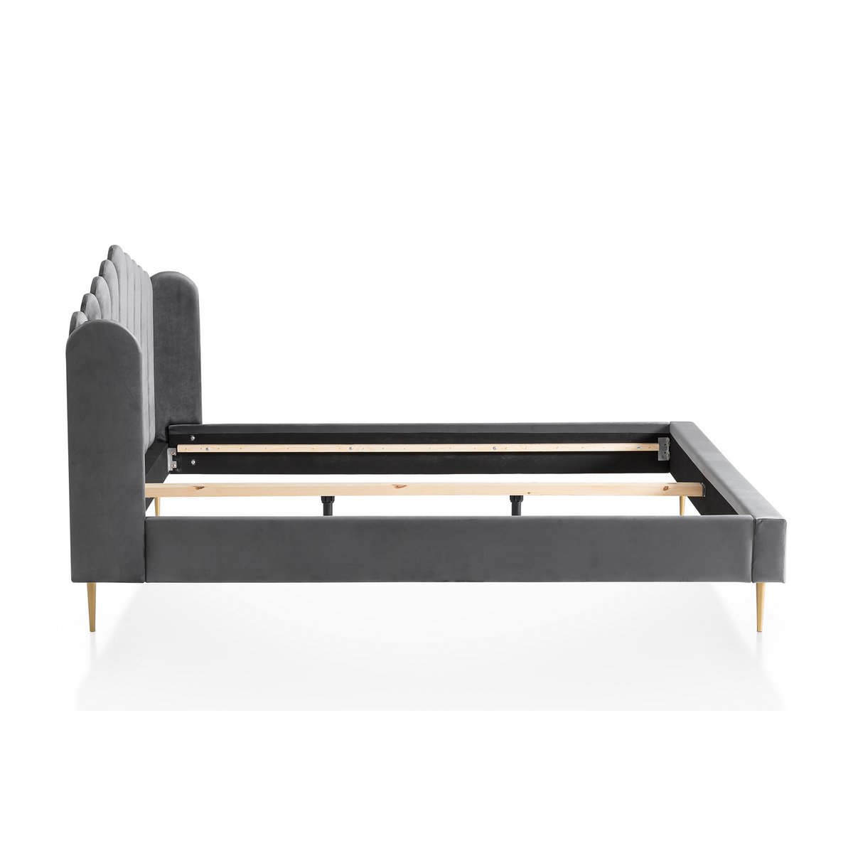 Bed 180x200 cm grijs fluweel