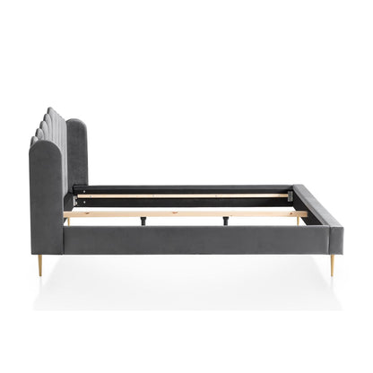 Bed 180x200 cm grijs fluweel