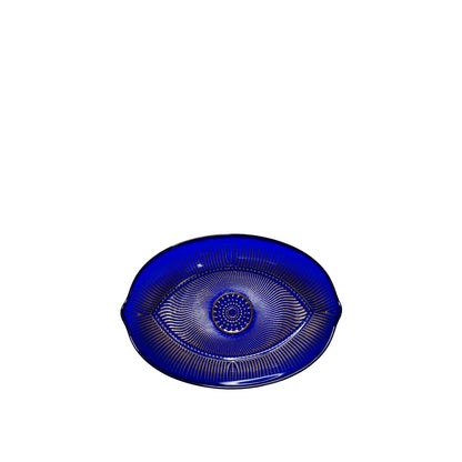 Beker ovaal blauw glas 15x21x4,5 cm