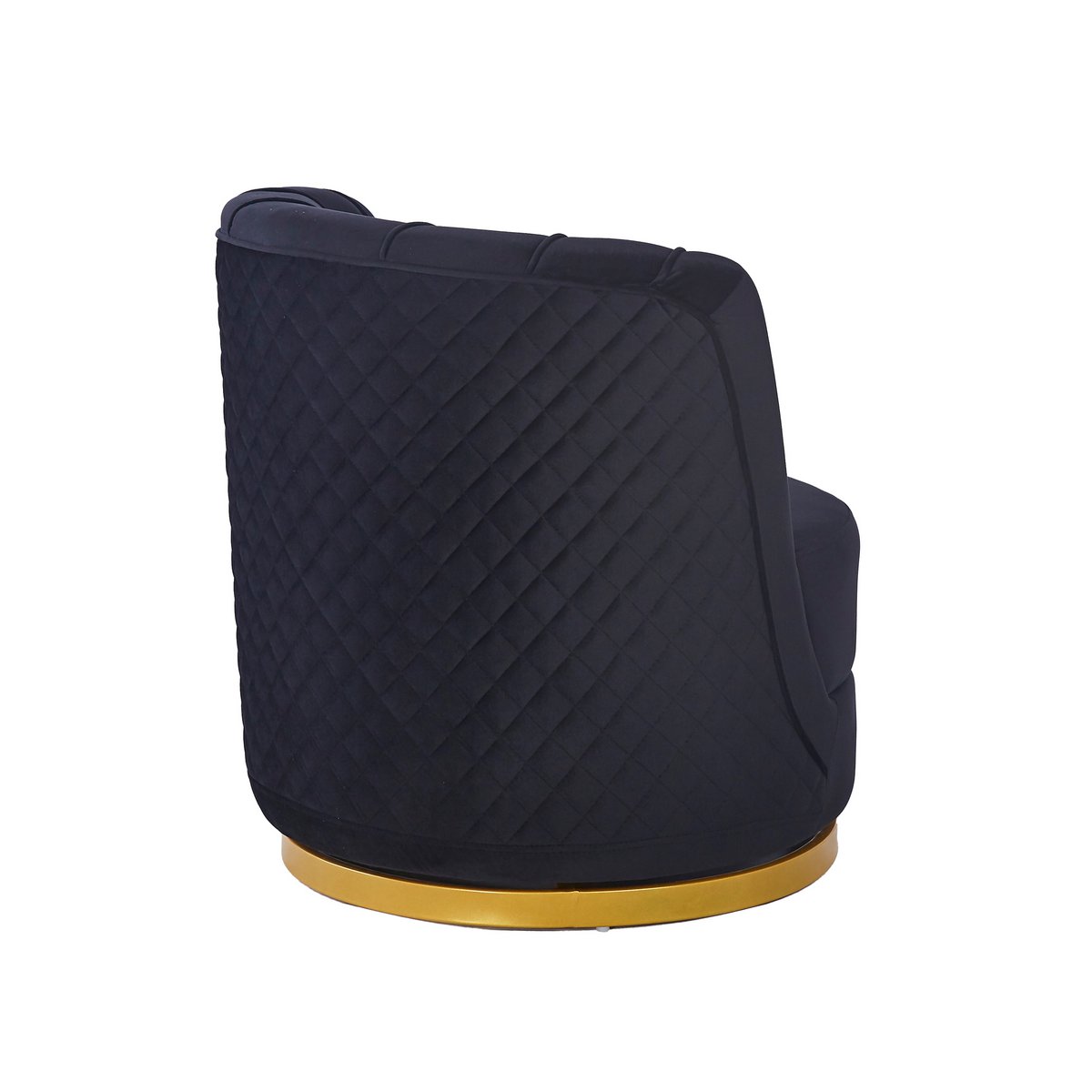 Black velvet swivel armchair