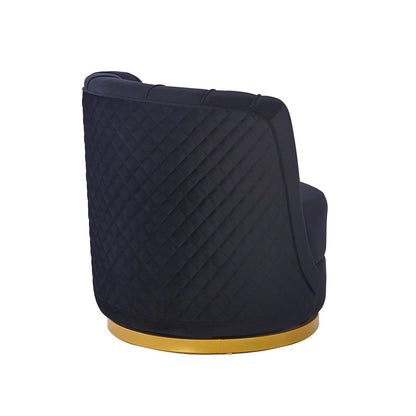 Black velvet swivel armchair
