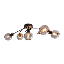 Five Light Ceiling Lamp Fumoso With Black Glass E14 Fitting