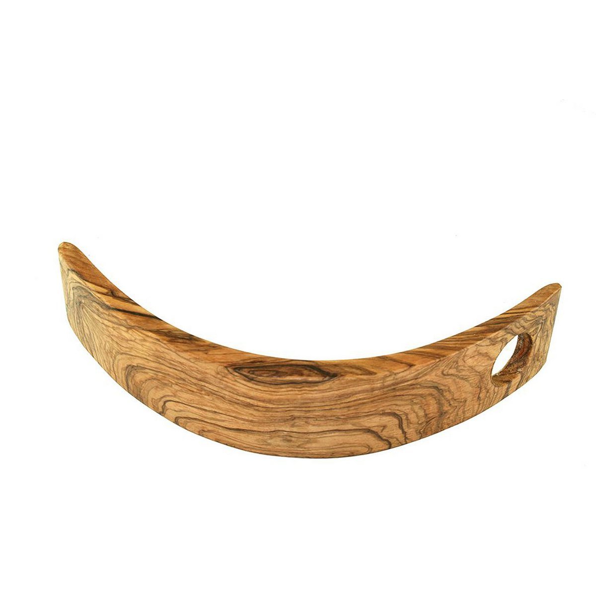 Wijnfleshouder olijfhout maan 30 cm