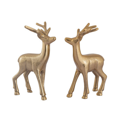 Herten figuren 2 stuks aluminium zilver 12x20x5 cm