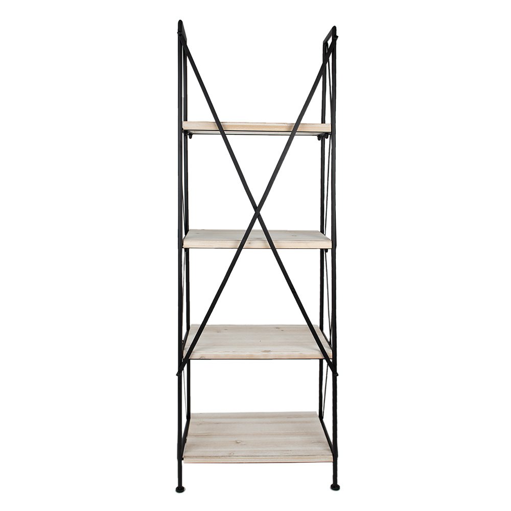 Stellingkast Zwart Bruin, Hout en IJzer 60x41x181 cm