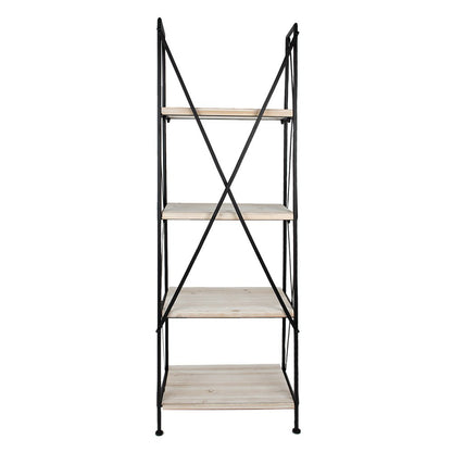 Stellingkast Zwart Bruin, Hout en IJzer 60x41x181 cm