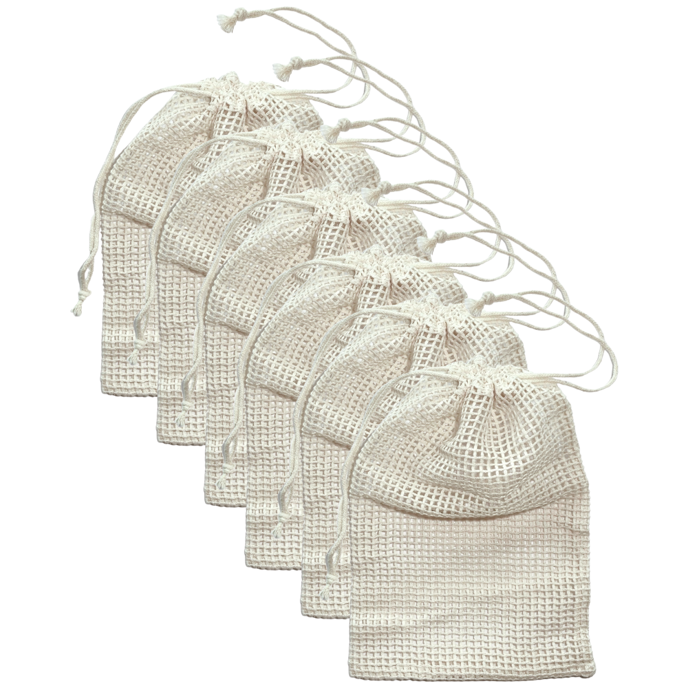 Waszakjes 6 stuks biologisch katoen 18x21 cm