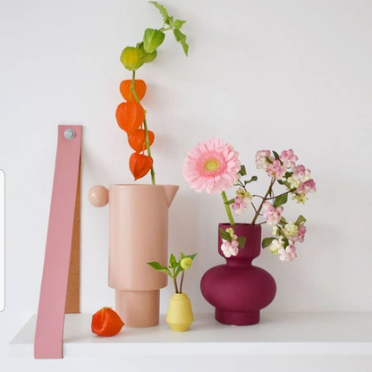 Leren plankdragers oud roze set van 2