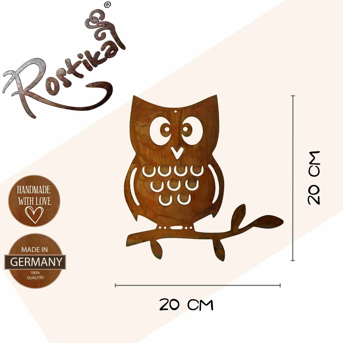Decoratieve uil 15x15 cm roestpatina
