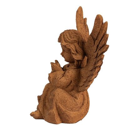 Engel beeld 15 cm bruin polyresin