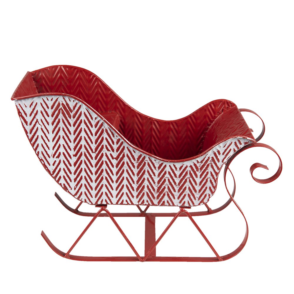Kerstdecoratie Slee 32x15x24 cm Rood Wit Metaal