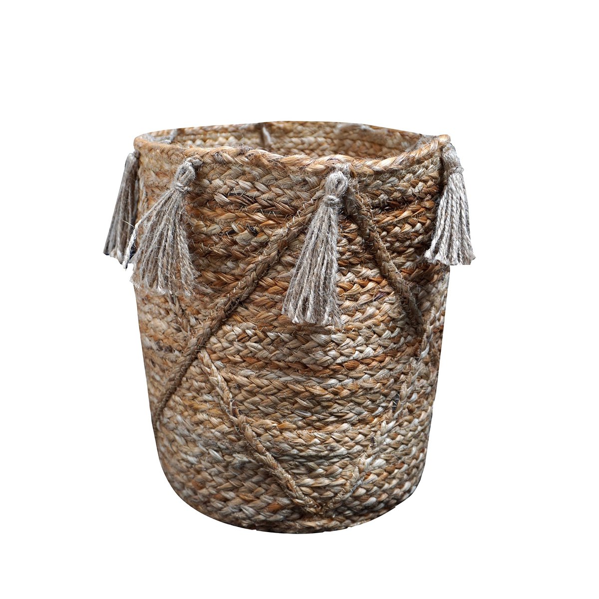 Braided Jute Basket / Baskets – With Tassels – 30×25 cm – Urbane Hide